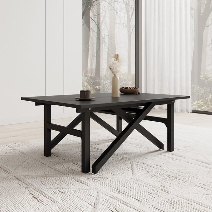 Meubella - Xalir - Salontafel uitschuifbaar - Zwart - 100x70x40 cm