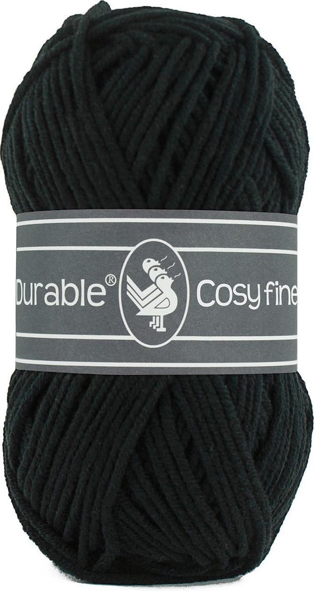 Durable Cosy Fine - acryl en katoen garen - black, zwart 325 - 5 bollen