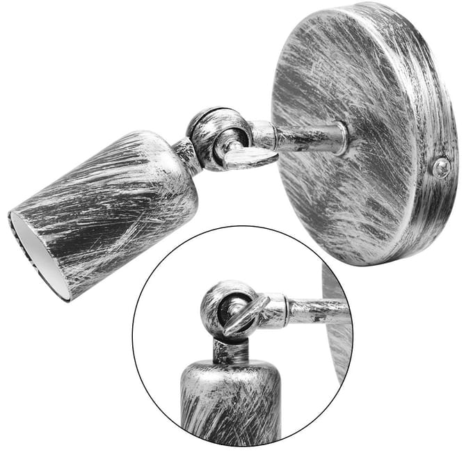 Wandlamp in retrostijl, bar, koffiebar, ganglamphouder met E27-fitting(Zilver) zilver