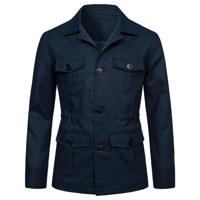 Jacht Linnen Jas Brits Vintage Zachte Slim Fit Jas M