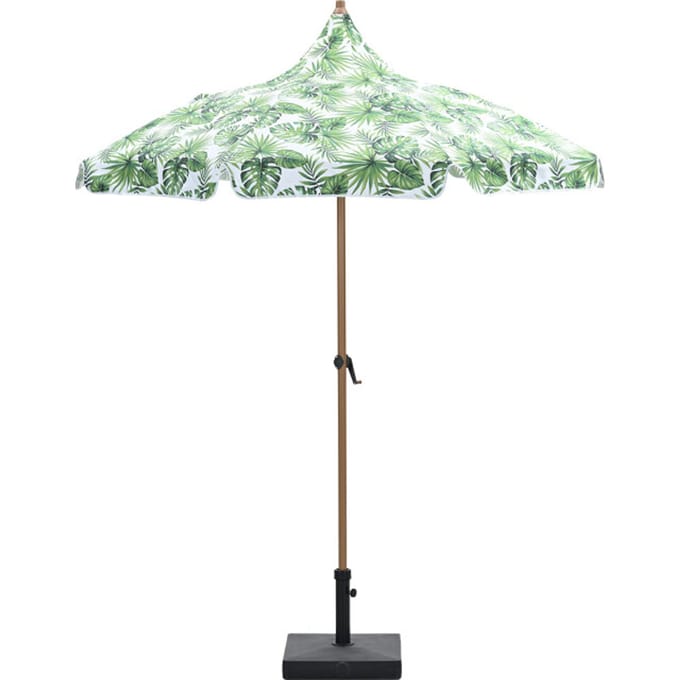 Garden Impressions Aloha – stokparasol Ø200 cm – light teak look – palm green