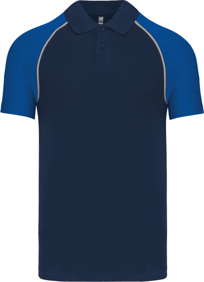 Herenpolo 'Baseball' korte mouwen Navy/Royal Blue - L