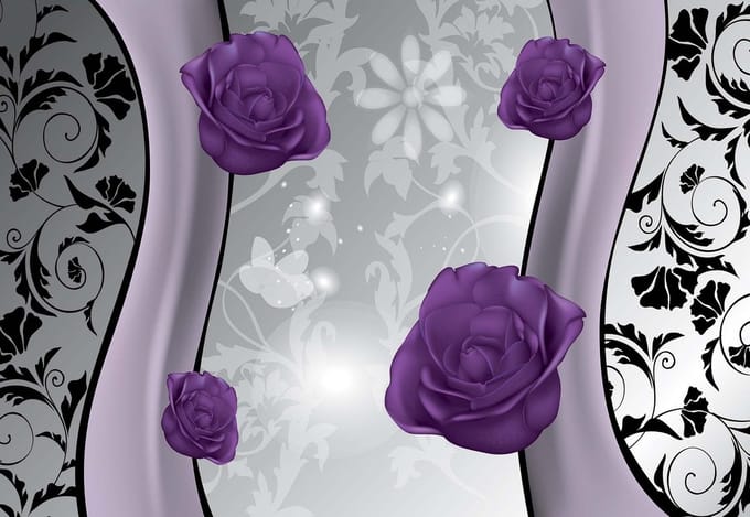 Fotobehang Flowers Floral Pattern | XL - 208cm x 146cm | 130g/m2 Vlies