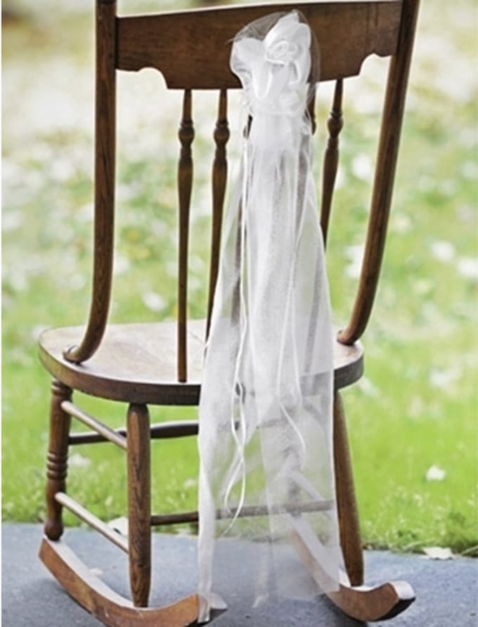 PartyDeco - Stoeldecoratie Organza Gebroken Wit (2 stuks)