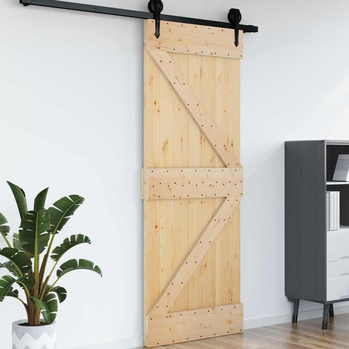 vidaXL - Deur - NARVIK - 85 - x - 210 - cm - Massief - Pine - Hout - (Onbehandeld) - Naturel