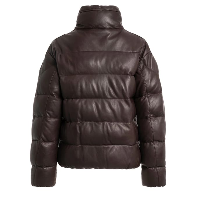 Parajumpers Pia Leather Obsidian Donkerbruin Gewatteerd Leren Jack