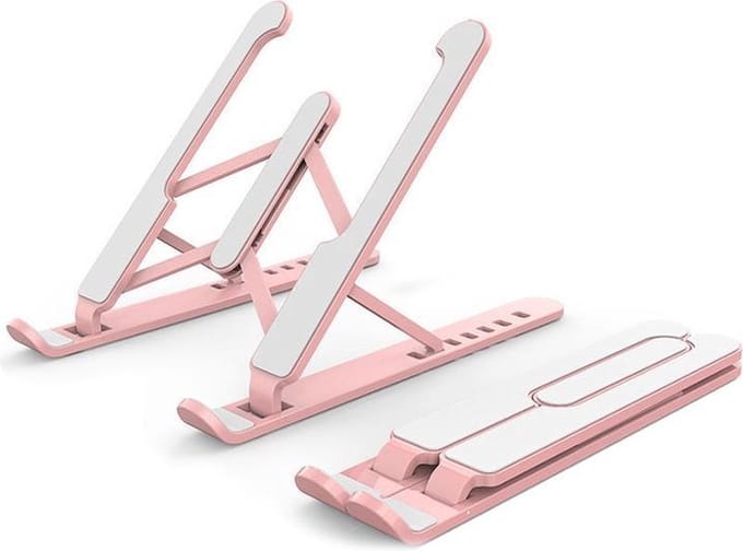 New Age Devi - Laptopstandaard - Ergonomisch en Opvouwbaar - Universeel - Roze