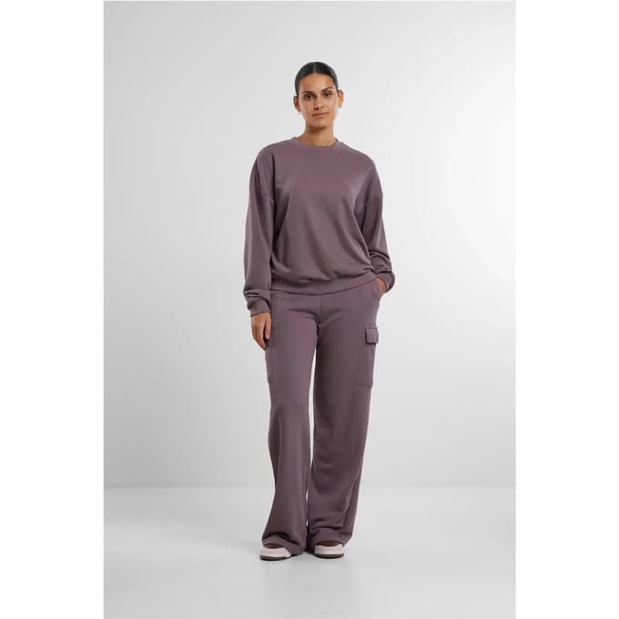 Urban Classics - Oversized Light Terry Crewneck sweater/trui - S - Paars