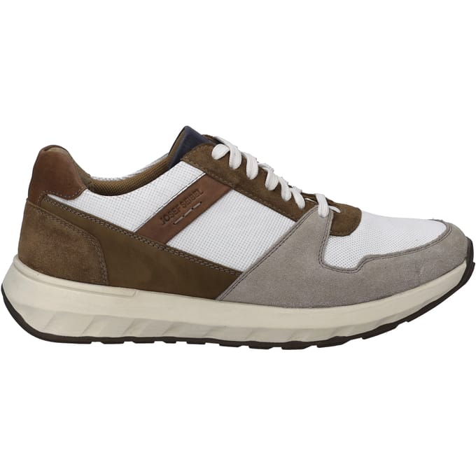 JOSEF SEIBEL Leren Extra Brede Heren Sneakers - Wit Bruin - 43