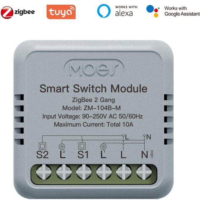 Tuya ZigBee Module de commutation Intelligent domotique Portable bricolage disjoncteur contrôle de synchronisation voix blanc