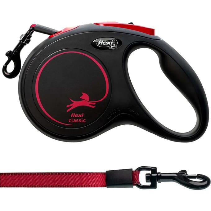 Flexi Classic lint M 5 meter zwart/rood