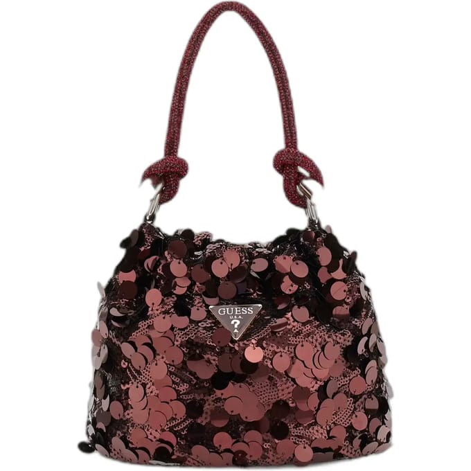 GUESS avondtas schoudertas Holiday Shine Pochette Mini Wine wijnrood