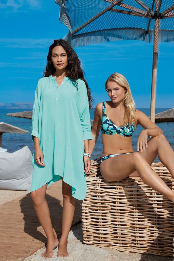 Sunflair damesbikini – beugelbikini met print – blauwgroen – 2-delig - Maat 44D