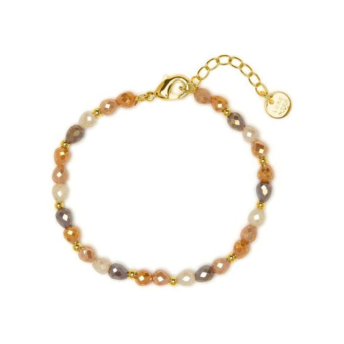 Luxenter Armband van bruin glas met 18-karaats geelgouden afwerking - Likdu