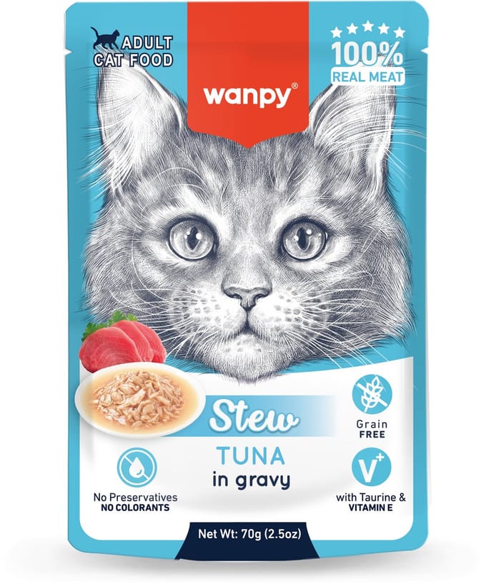 Wanpy - Stoofpot Tonijn - Kattenvoer - Natvoer - 10 stuks van 70gram