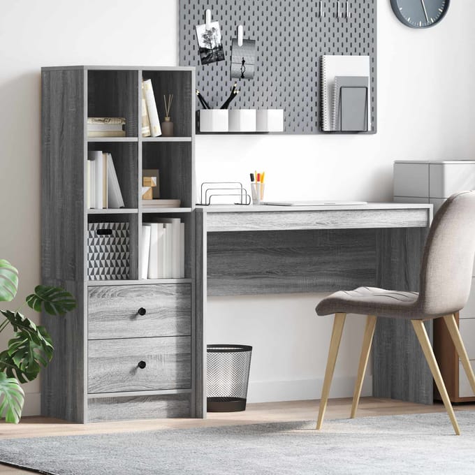 vidaXL - Bureau - Grijs - Sonoma - 145,5 - x - 40 - x - 127 - cm - 2 - st
