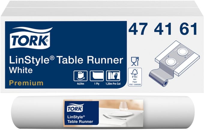 Tafelloper tork linstyle premium 20 vel wit | 4 stuks