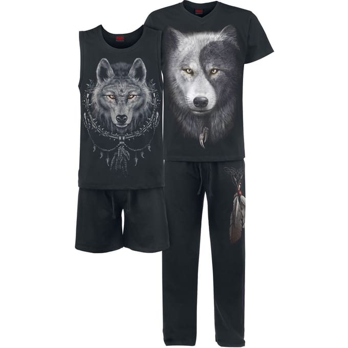 Spiral Pyjama - Wolf Chi - S tot 4XL - voor Mannen - zwart