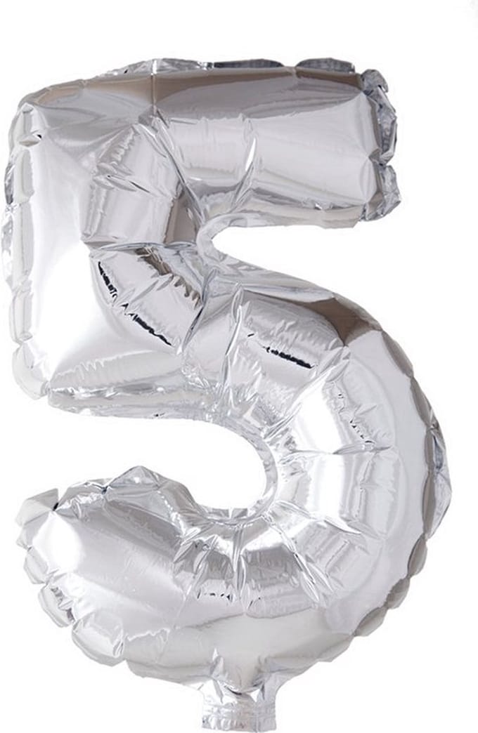 New Age Devi - Folieballon 5-jaar zilver 41cm