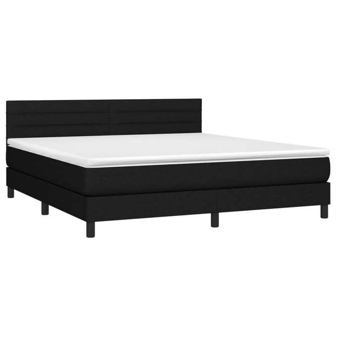 vidaXL - Boxspring - met - matras - en - LED - stof - zwart - 180x200 - cm