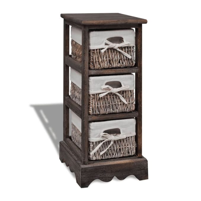 vidaXL - Opbergkast - met - 3 - weefmanden - hout - bruin