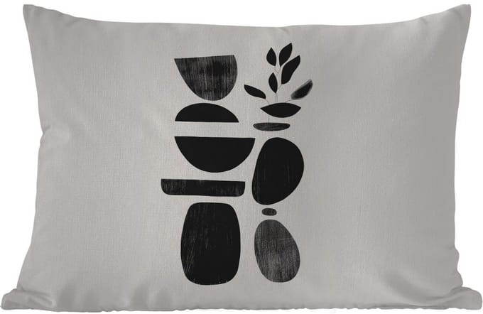 Buitenkussens - Tuin - Japandi - Zwart - Abstract - 50x30 cm