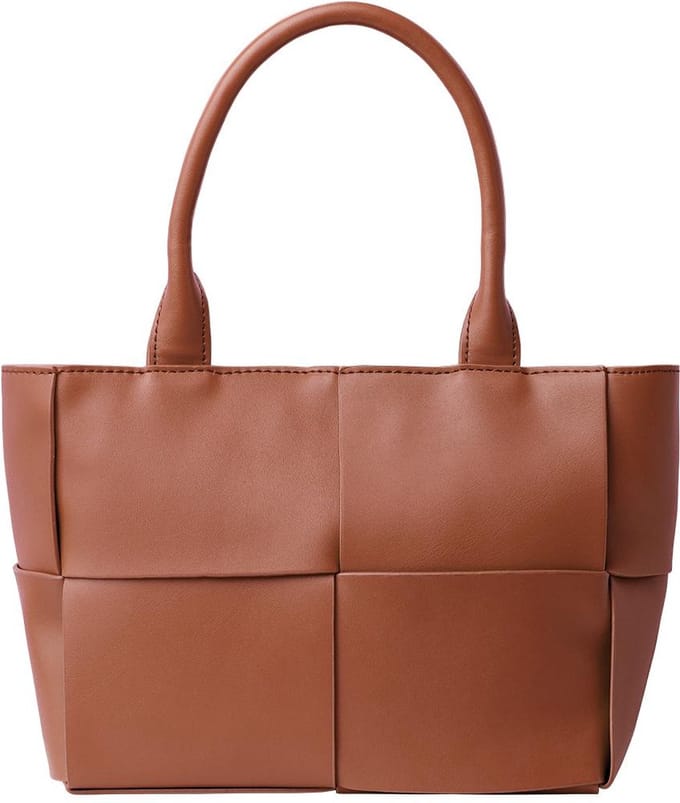 Zwarte handtas met geweven look - vierkanten - met schouderriem
