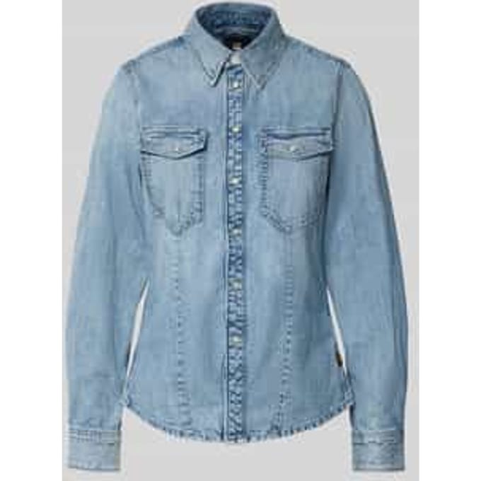 Slim fit jeansblouse met borstzakken