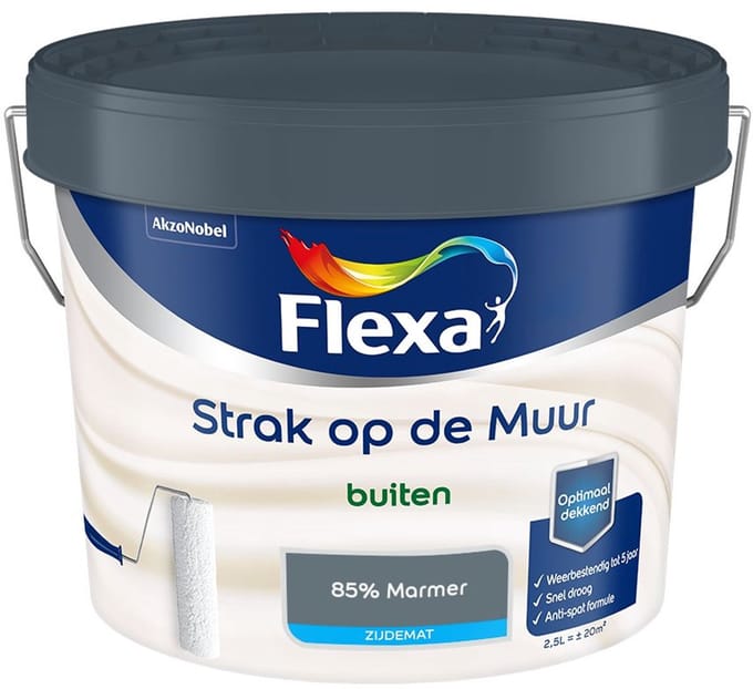Flexa - Strak Op De Muur Buiten Zijdemat - 85% Marmer - Mengverf - 2,5 L