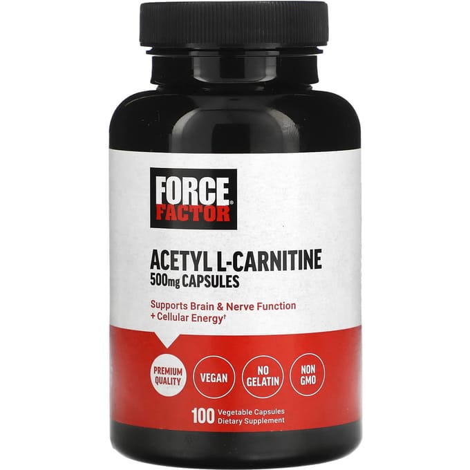 Force Factor, Acetyl-L-Carnitine, 500 mg, 100 Plantaardige Capsules