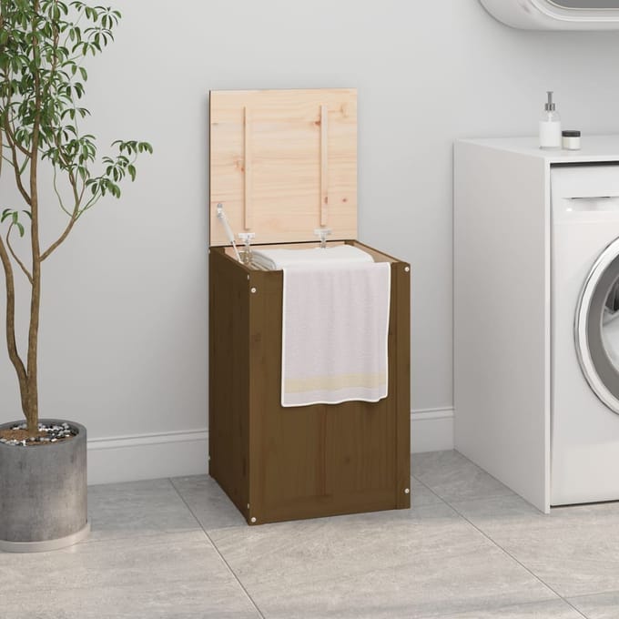 vidaXL - Wasmand - 44x44x66 - cm - massief - grenenhout - honingbruin