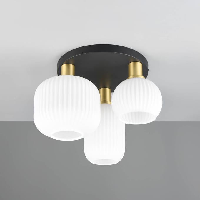TRIO DIVA - Plafondlamp - Messing mat - excl. 3x E27 8,5 W - Plafondbevestiging