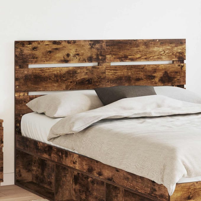 vidaXL - Hoofdbord - Rook - Eiken - Bewerkt - hout
