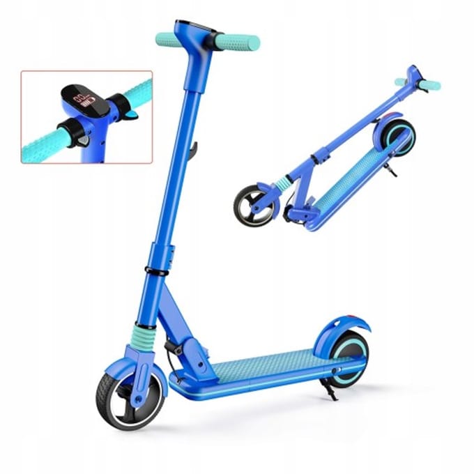 SIMATE S3 Elektrische Kinderstep – Kinderstep Inklapbaar – 130W – LED Scherm – Max 14 km/u – 6 km Bereik – 6-12 Jaar – Blauw