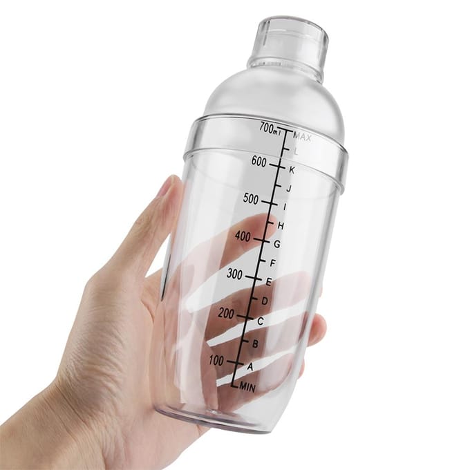 Lekvrije Transparante PC Hars Cocktail Shaker Mixer met Maatstreep Bar Tool(700ml) white