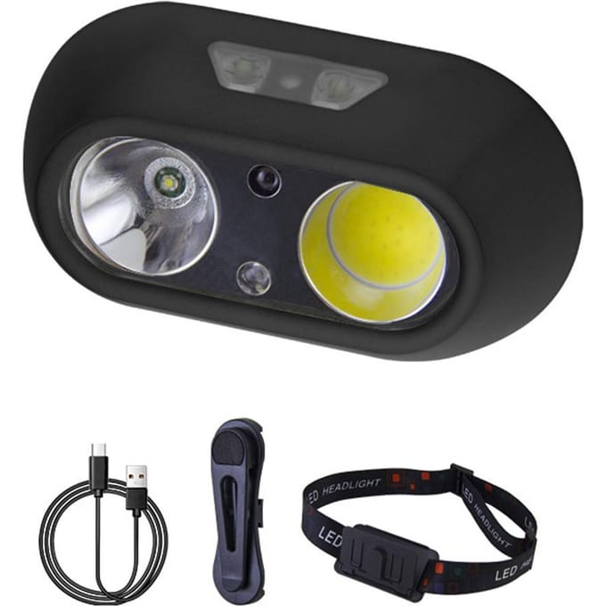 Lichtgewicht koplamp Outdoor Camping Vissen Multi-modi koplamp Waterdichte koplamp USB zwart