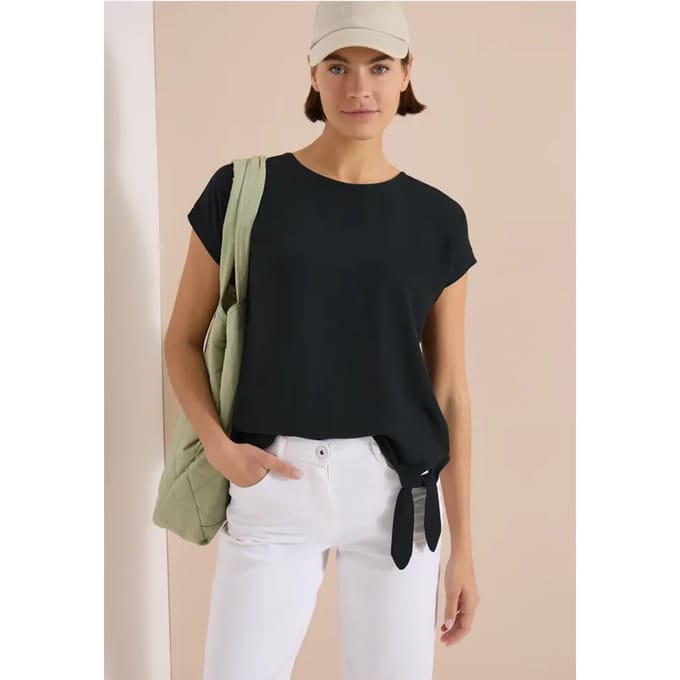 Blouse met ronde hals en knoopdetail