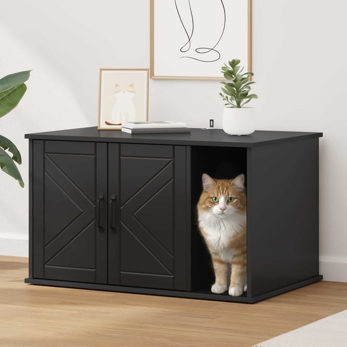 vidaXL Maison pour chat Noir 85 x 55 x 50,5 cm Bois d'ingénierie