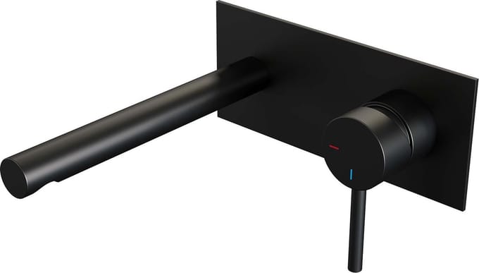 Brauer Black Edition inbouw wastafelmengkraan met rechte uitloop en afdekplaat model A1 mat zwart
