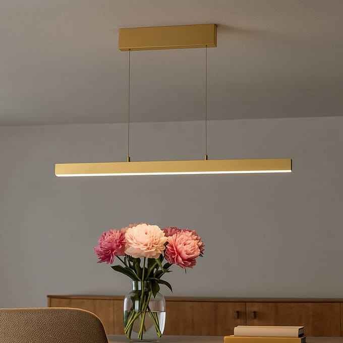 FISCHER & HONSEL LED hanglamp Vayana, lengte 190 cm, zandkleurig, metaal, CCT