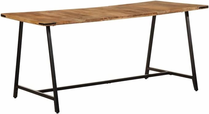 Eettafel Massief Hout - Eettafel Mango - Samen Eten - Robuust IJzeren Frame - 160 x 80 x 75 cm