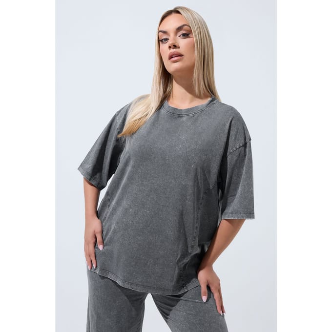Limited Collection Grijze Top Met Acidwash En Naaddetails Size 48