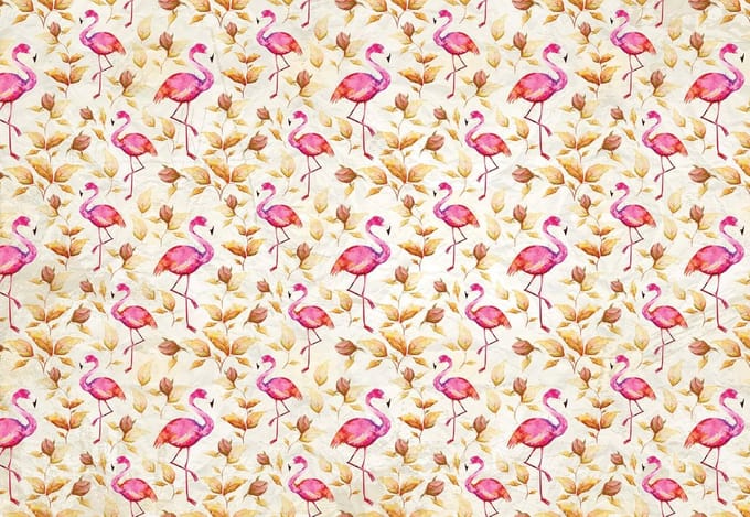 Fotobehang Flamingos Bird Pattern | XL - 208cm x 146cm | 130g/m2 Vlies