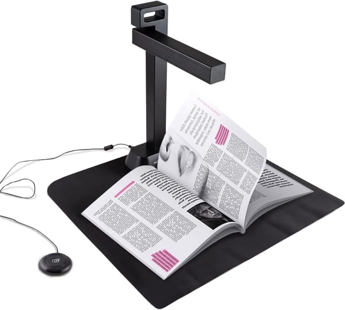 Quvo® Smart Boekenscanner - Documentenscanner via USB – Scanner – Document Camera - Zwart - 12cm x 9cm x 40cm
