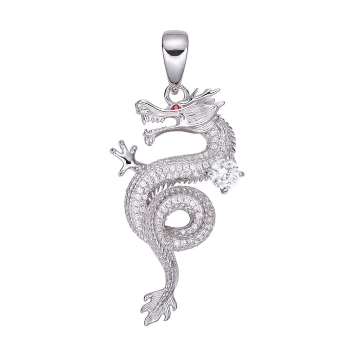 Juwelier Zwartevalk zilveren (gerhodineerd) draak hanger - 24.290