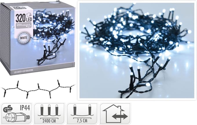 Kerstverlichting 320 led- 24m - wit - Timer - Lichtfuncties - Geheugen - Buiten