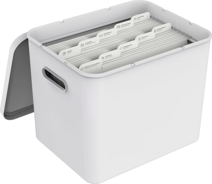 Rotho My Paper archiefdoos A4, documentenorganizer met inhangers, 40x29,2x29,8 CM, wit