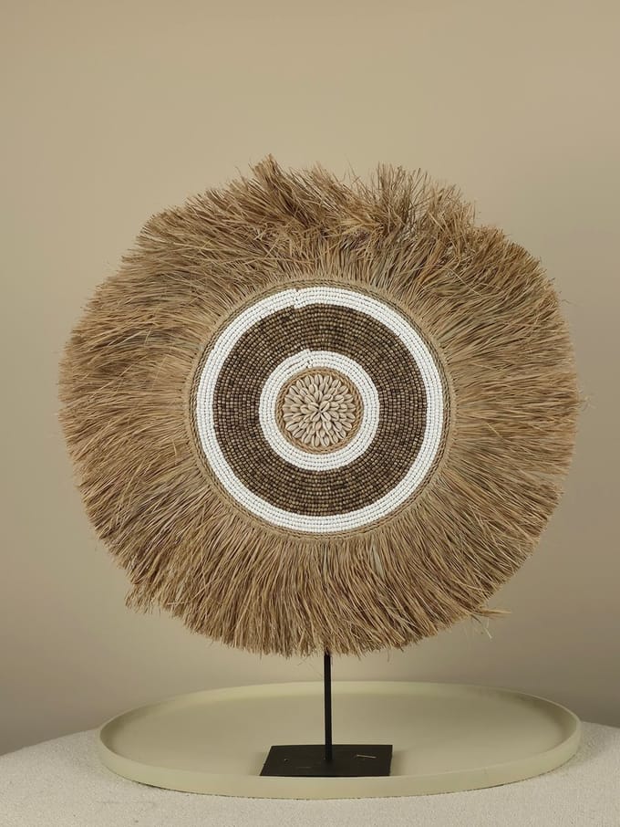 Raffia-en Kralen Decoratie op Standaard - Blake - 40CM
