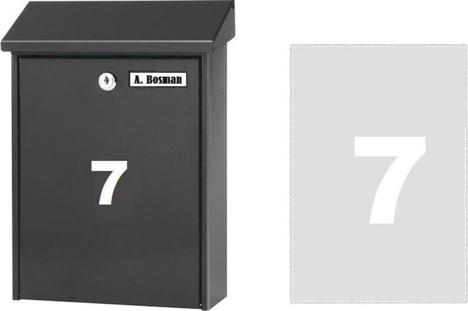 Huisnummer sticker 7 WIT (6cm hoog) / plakcijfer / cijfersticker