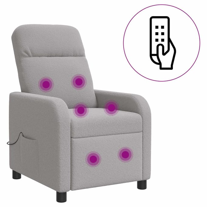 vidaXL - Massage - Relaxstoel - Lichtgrijs - Bouclé